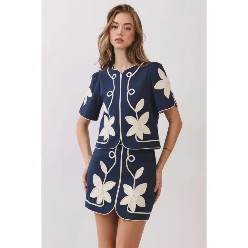 "Steve" Embroidered Set (Navy)