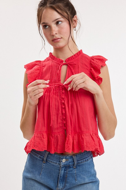 "Nicole" Ruffled Top (Red)