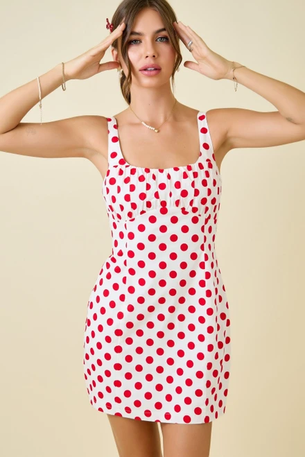 "Lena" Polka Dot Dress (Red/White)