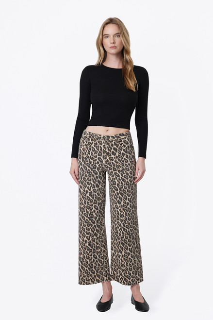 "Olivia" High Rise Wide Leg Jeans (Cheetah)
