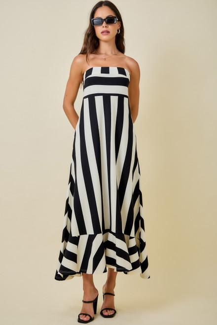 "Sammy" Striped Dress (Black/Ivory)