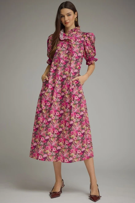 "Abigail" Floral Midi (Magenta)