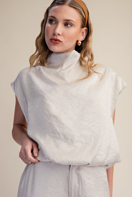 "Macy" Mock Neck Top (Cream)