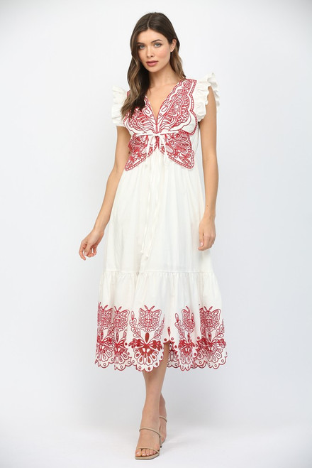 "Katherine" Butterfly Dress (Red/White)
