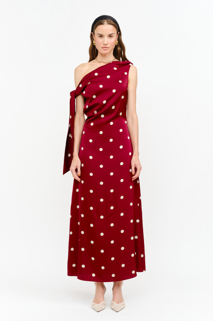 "Beth" Polka Dot Midi (Maroon)