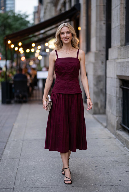 "Morgan" Midi Dress (Maroon)