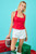 "Cindy" Poplin Halter Top (Red)
