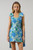 "Dudley" A-Line Mini Sash Dress (Blue/Green)