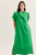 "Eden" Embroidered Trim Dress (Green)