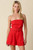 "Louise" Denim Belted Romper (Red)