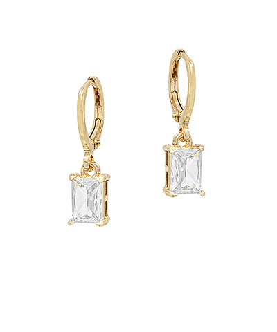 Square Crystal Dangle Huggie Earring