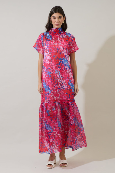 "Skylar" Organza Dress (Pink/Blue)