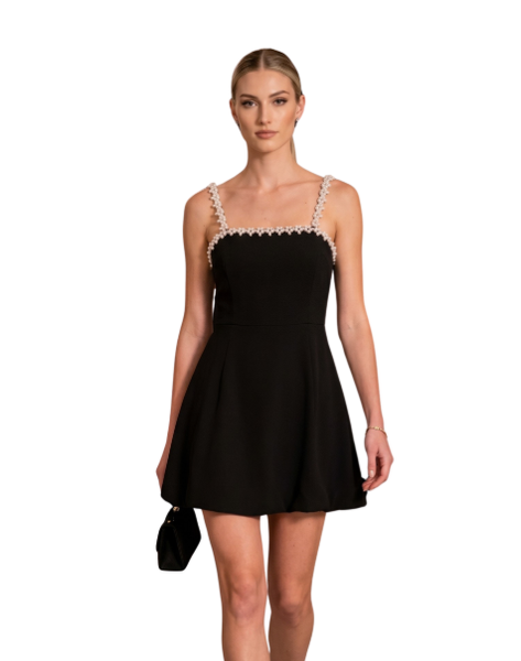 "Alyce" Pearl Dress (Black)