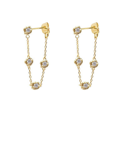 Bezel CZ Linear Drop Earring