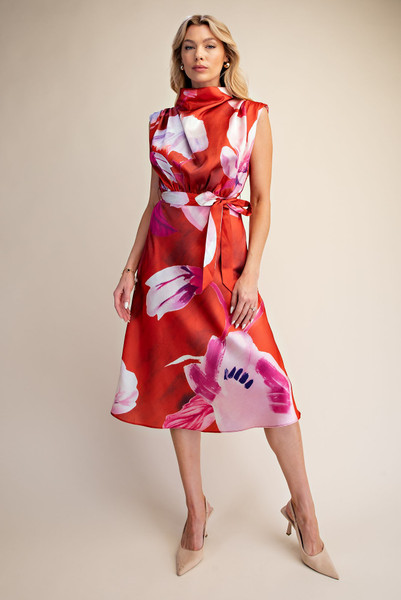 "Donna" Midi Dress (Rusty Floral)