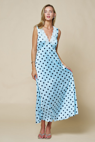 "Teri" Polka Dot Dress (Blue/Black)