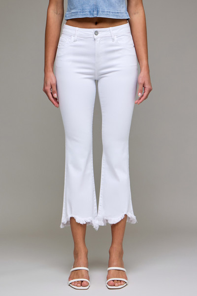 "Happi" High Waisted Crop Jeans (White)