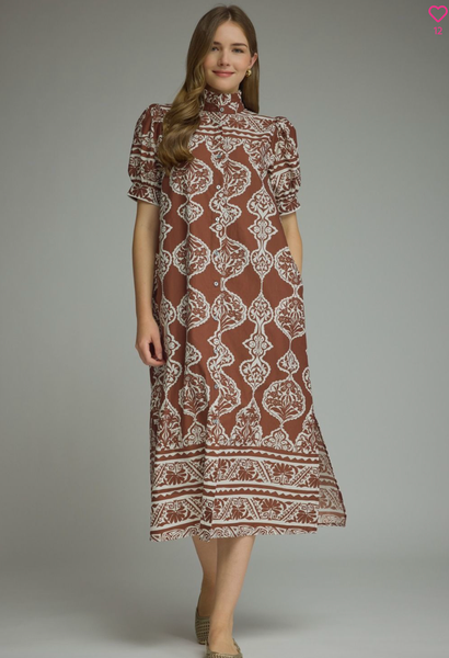 "Slaone" Midi Dress (Chocolate Brown)