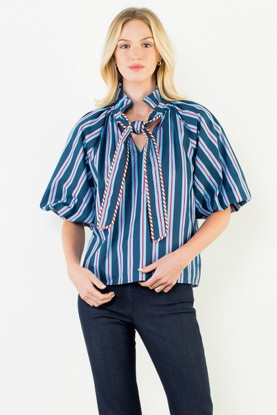 "Nancy" Striped Top (Red/Blue)