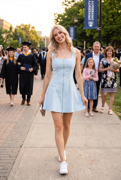 "Madeline" Mini Dress (Powder Blue)