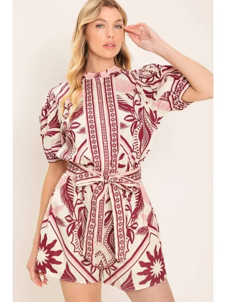 "Nora" Romper (Burgundy Mix)