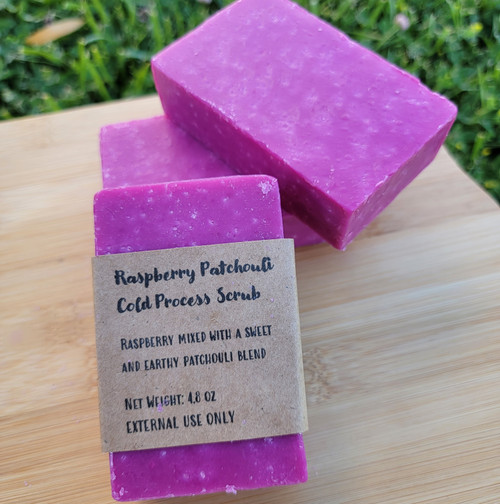 Raspberry Patchouli Scrub Cold Process Bar