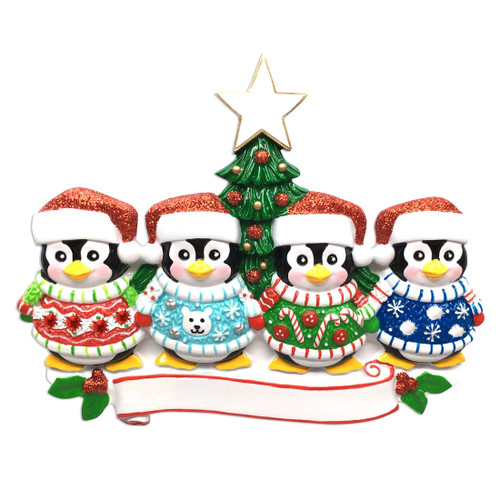 Ugly Sweater Penguin Family of 4