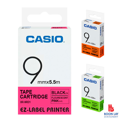 CASIO Ez-Label Printer Tape Cartridge 9mm - Flourescent Colours (XR9F)