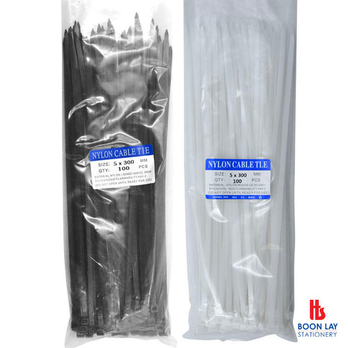 Nylon Cable Tie 5x300mm 12" - Pack of 100's