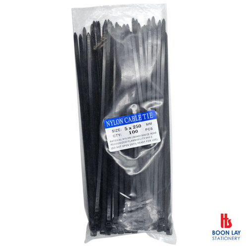 Nylon Cable Tie 5x250mm 10" - Black (Pack of 100's)