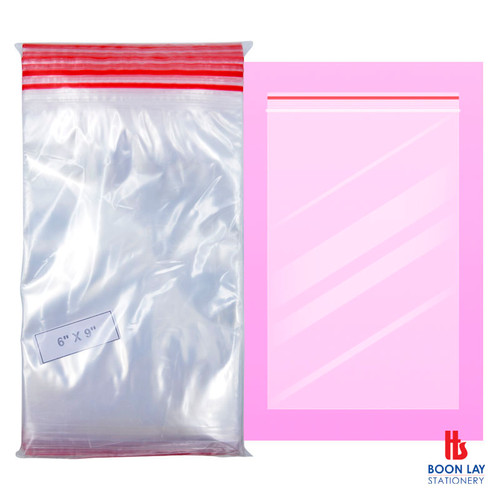 Transparent Zip Lock Bag 6" x 9" - Pack of 100pcs