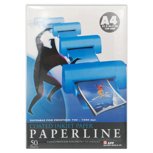 PAPERLINE Coated Inkjet Paper 100gsm A4 - Pack of 50's