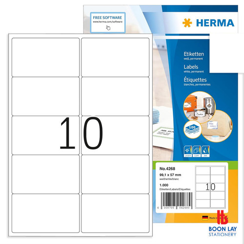 HERMA Premier White Label 99.1x57mm A4 - Box of 100's (4268)