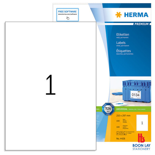 HERMA Premium White Label 210x297mm A4 - Box of 100's (4428)