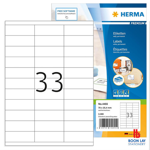 HERMA Super Print Label 70x25.4mm A4 - Box of 100's (4455)
