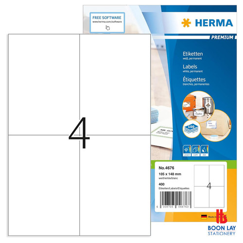 HERMA Premium White Label 105x148mm A4 - Box of 100's (4676)