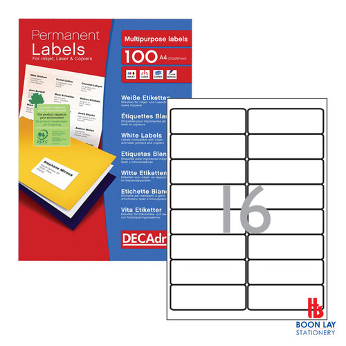 DECADRY White Labels 99.1x 34mm 100's (DLW1732)