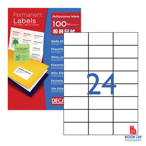 DECADRY White Labels 70x37mm - Box of 100's (DLW1803)