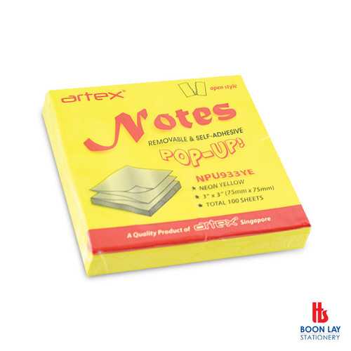 ARTEX Pop-Up Notes 75x75mm 100sheets - Yellow (NPU933YE)