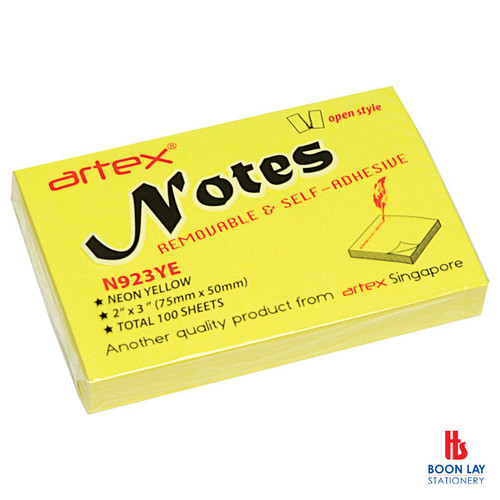 ARTEX Stick Note 75mm x 50mm 100sheets - Yellow (N923YE)
