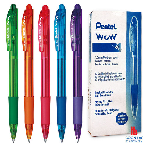 PENTEL Wow Retractable Ballpoint Pen 1.0mm - Box of 12's (BK420)