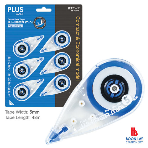 PLUS Whiper MR Correction Tape 5mmx8m - Pack of 6's (WH505-6P) 49217