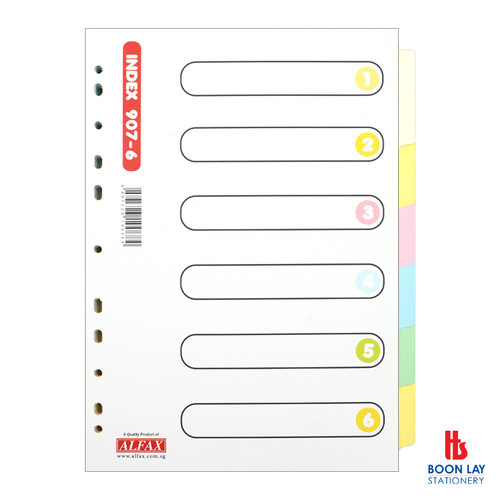 ALFAX Paper Divider 6 Colours A4 - Pack of 8's (907-6)