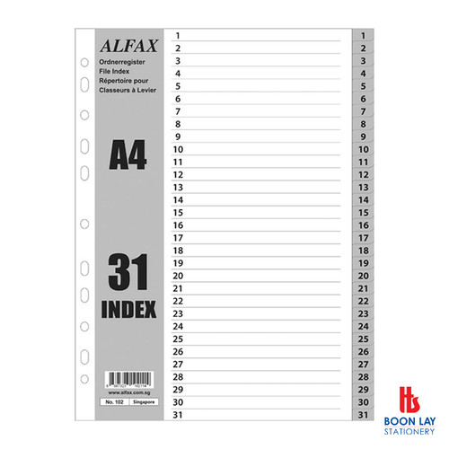ALFAX PP Grey Divider 1-31 A4 (102)