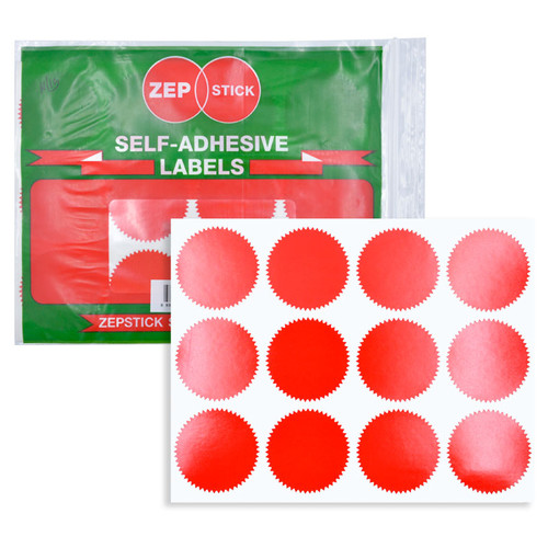 ZEPSTICK Notarial Round Seal 15mm Red - Pack of 100's