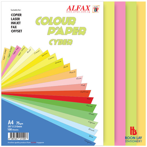 ALFAX Colour Paper 75gsm A4 Cyber - Pack 100 sheets