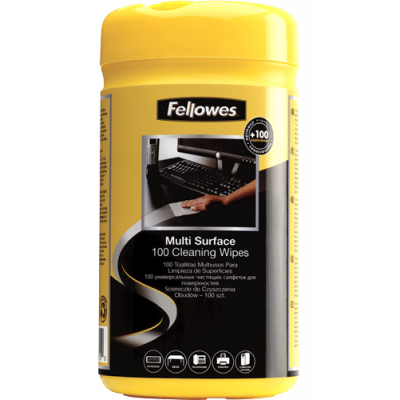 Fellowes Surface Cleaning Wipes - Tube of 100's (99715)