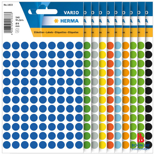 HERMA Colour Round Label 8mm - Pack of 5's