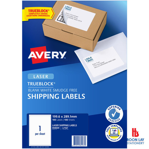 AVERY White Shipping Labels 199x289mm - Box of 100's (L7167-100)