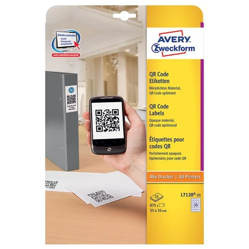 AVERY Zweckform® QR Code Labels Square 35x35mm - Pack of 25's (L7120-25)